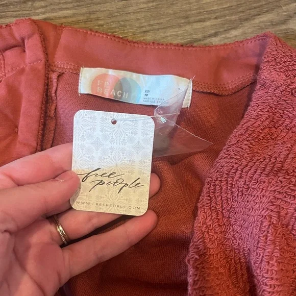 FREE PEOPLE Changing Tides Cotton Crop Top & Pants - Rust - NWT- XS - Picture 16 of 16